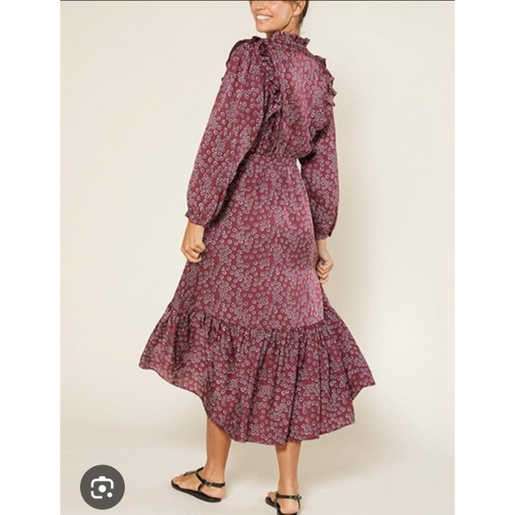 Outerknown Women's Floral Ruffle Trim Long Sleeve Maxi Dress, Small - Picture 2 of 7